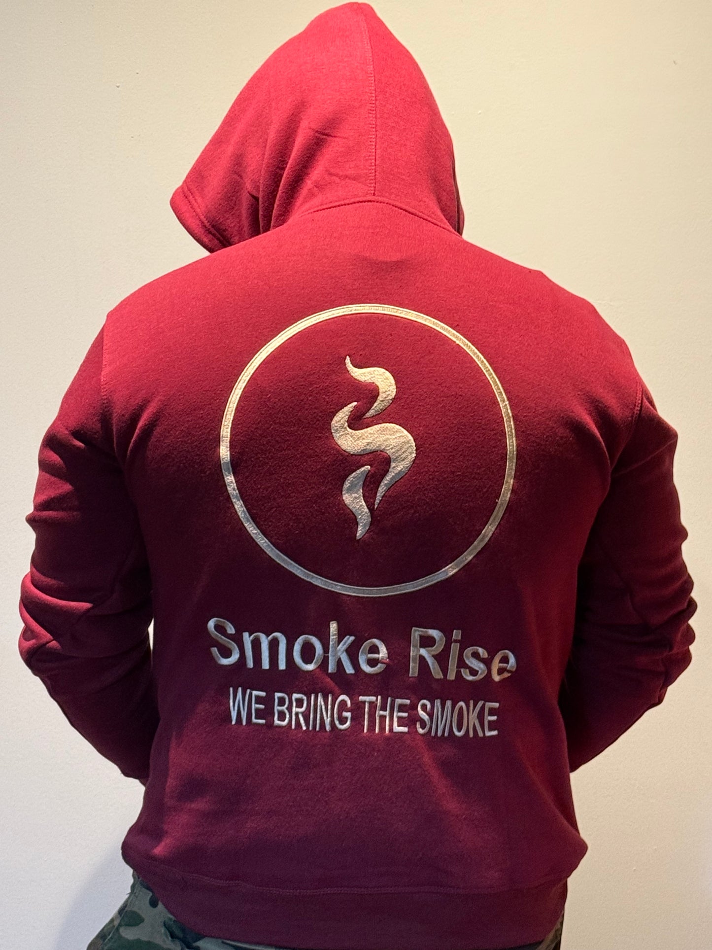 Long Sleeve Distressed "1968" Hoodie Burgundy