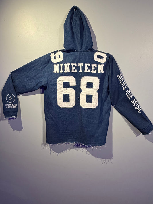 Denim "1968" hooded shirt