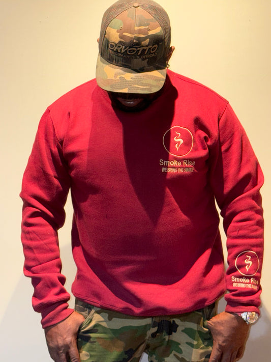 Long Sleeve "1968" Distressed Sweatshirt Burgundy