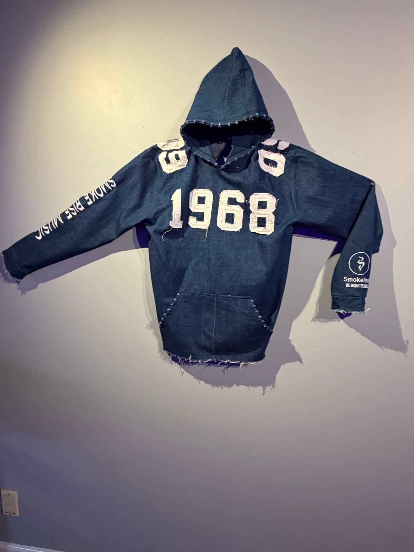 Denim "1968" hooded shirt